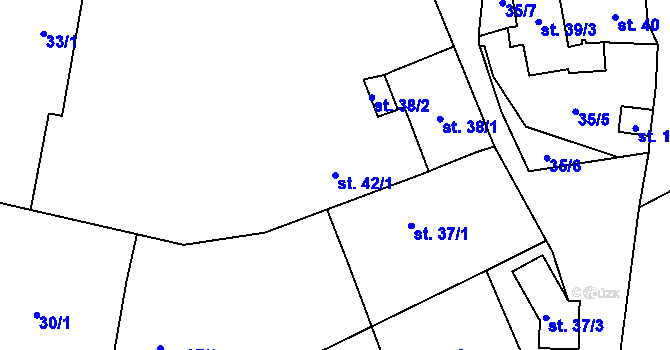 Parcela st. 42/1 v KÚ Sudoměř, Katastrální mapa