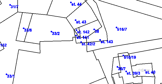 Parcela st. 42/2 v KÚ Sudoměř, Katastrální mapa
