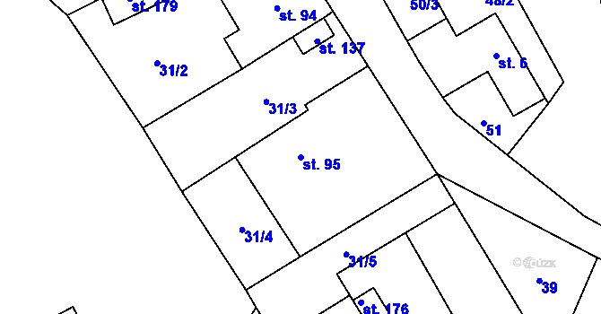 Parcela st. 95 v KÚ Sudoměř, Katastrální mapa