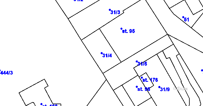 Parcela st. 31/4 v KÚ Sudoměř, Katastrální mapa
