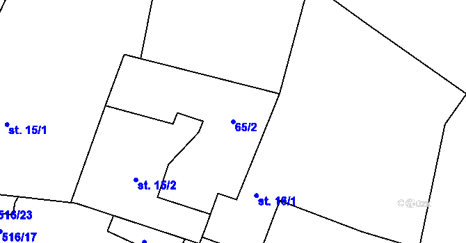Parcela st. 65/2 v KÚ Sudoměř, Katastrální mapa