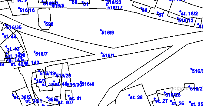 Parcela st. 516/1 v KÚ Sudoměř, Katastrální mapa