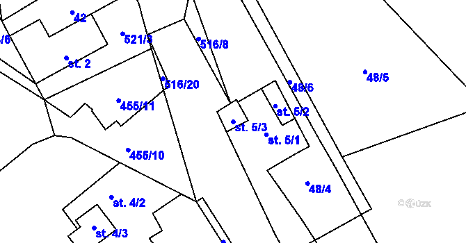 Parcela st. 5/3 v KÚ Sudoměř, Katastrální mapa