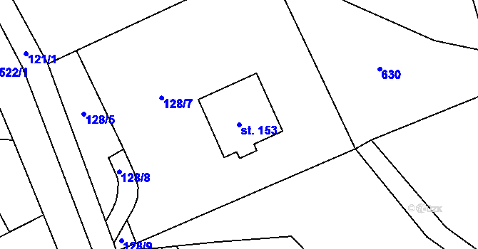 Parcela st. 153 v KÚ Sudoměř, Katastrální mapa