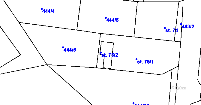 Parcela st. 75/2 v KÚ Sudoměř, Katastrální mapa