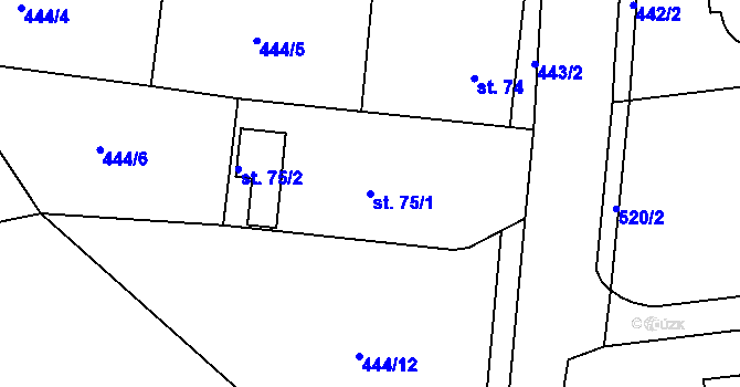 Parcela st. 75/1 v KÚ Sudoměř, Katastrální mapa