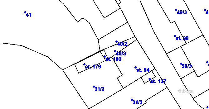 Parcela st. 40/3 v KÚ Sudoměř, Katastrální mapa