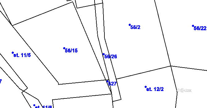 Parcela st. 56/26 v KÚ Sudoměř, Katastrální mapa