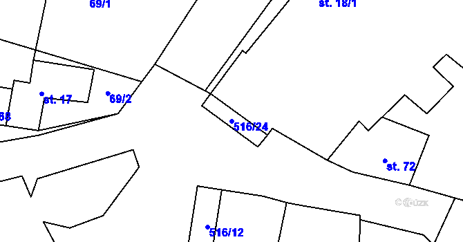 Parcela st. 516/24 v KÚ Sudoměř, Katastrální mapa