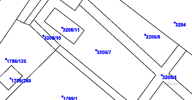 Parcela st. 3205/7 v KÚ Sudoměřice, Katastrální mapa