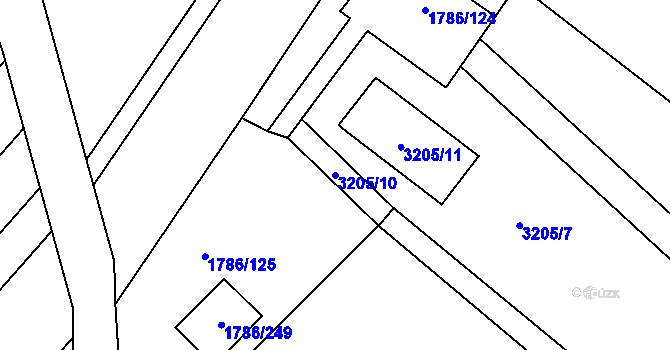 Parcela st. 3205/10 v KÚ Sudoměřice, Katastrální mapa