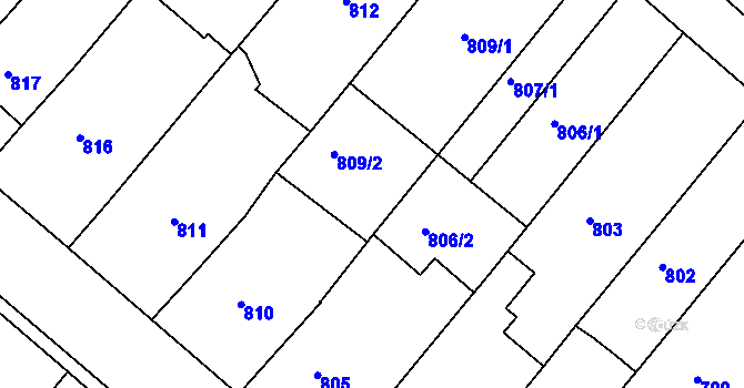 Parcela st. 808/2 v KÚ Sudoměřice, Katastrální mapa