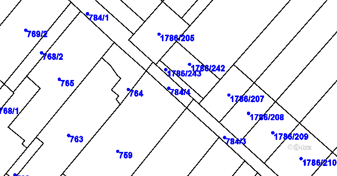 Parcela st. 784/4 v KÚ Sudoměřice, Katastrální mapa