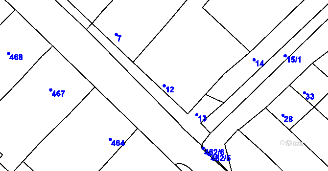 Parcela st. 12 v KÚ Sudoměřice, Katastrální mapa