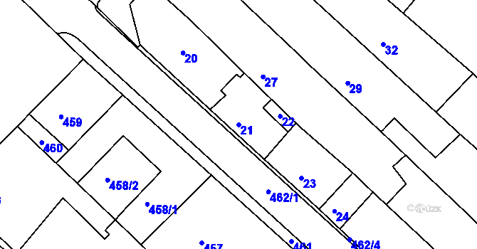 Parcela st. 21 v KÚ Sudoměřice, Katastrální mapa