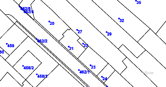 Parcela st. 22 v KÚ Sudoměřice, Katastrální mapa