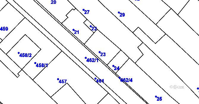 Parcela st. 23 v KÚ Sudoměřice, Katastrální mapa