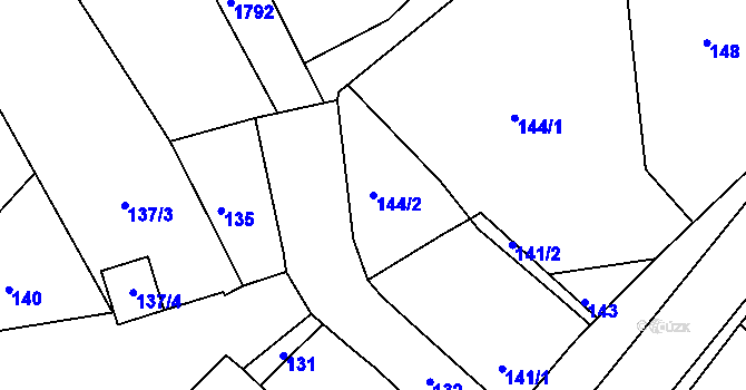 Parcela st. 144/2 v KÚ Sudoměřice, Katastrální mapa