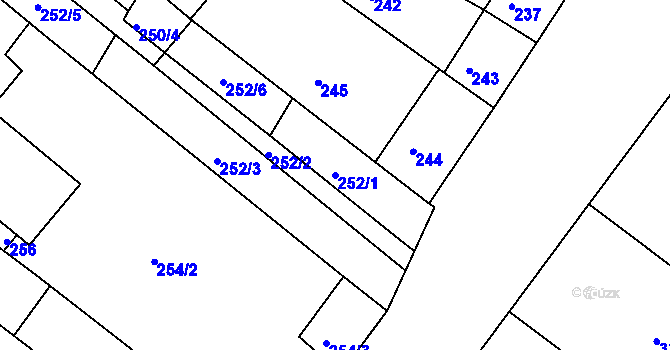 Parcela st. 252/1 v KÚ Sudoměřice, Katastrální mapa
