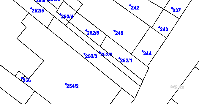 Parcela st. 252/2 v KÚ Sudoměřice, Katastrální mapa