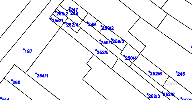 Parcela st. 252/5 v KÚ Sudoměřice, Katastrální mapa