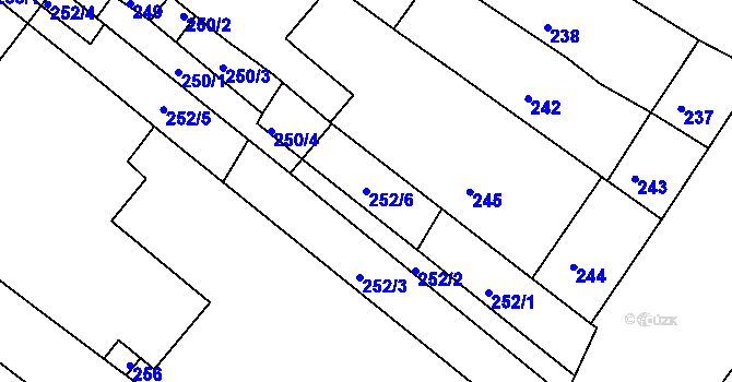 Parcela st. 252/6 v KÚ Sudoměřice, Katastrální mapa
