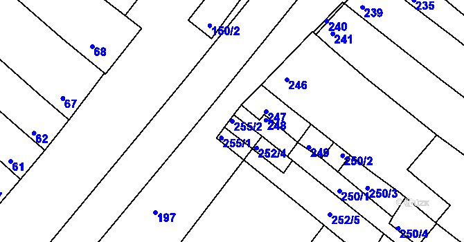 Parcela st. 255/2 v KÚ Sudoměřice, Katastrální mapa