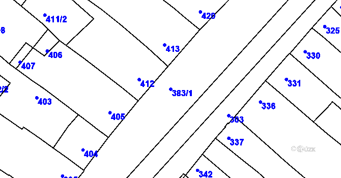 Parcela st. 383/1 v KÚ Sudoměřice, Katastrální mapa