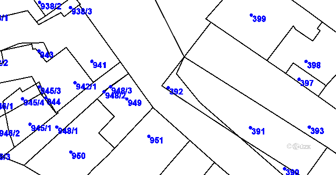 Parcela st. 392 v KÚ Sudoměřice, Katastrální mapa