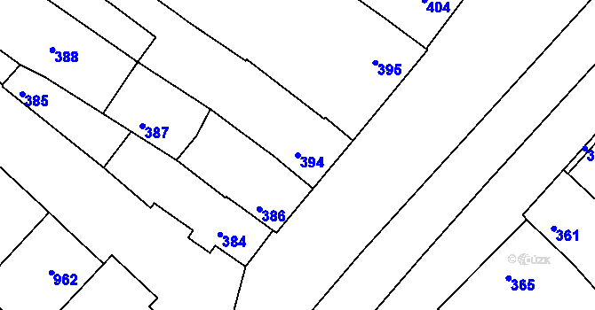 Parcela st. 394 v KÚ Sudoměřice, Katastrální mapa