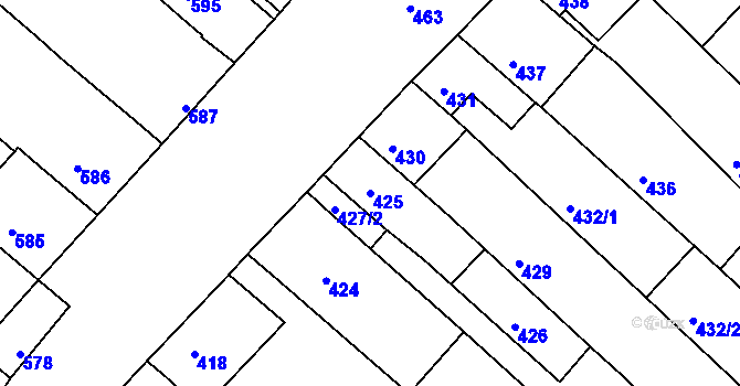 Parcela st. 425 v KÚ Sudoměřice, Katastrální mapa