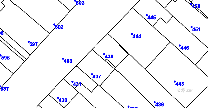 Parcela st. 438 v KÚ Sudoměřice, Katastrální mapa