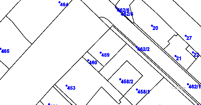Parcela st. 459 v KÚ Sudoměřice, Katastrální mapa