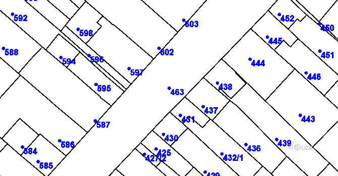 Parcela st. 463 v KÚ Sudoměřice, Katastrální mapa