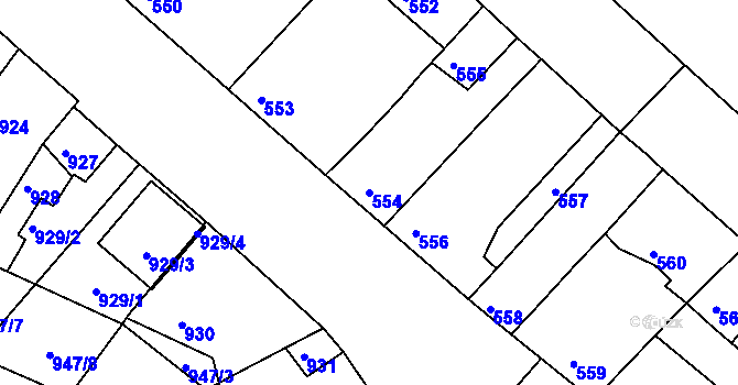 Parcela st. 554 v KÚ Sudoměřice, Katastrální mapa