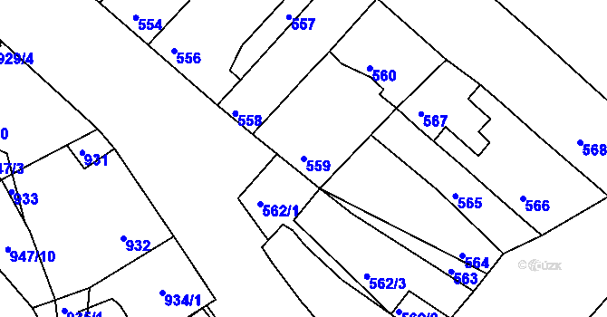 Parcela st. 559 v KÚ Sudoměřice, Katastrální mapa