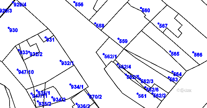 Parcela st. 562/1 v KÚ Sudoměřice, Katastrální mapa