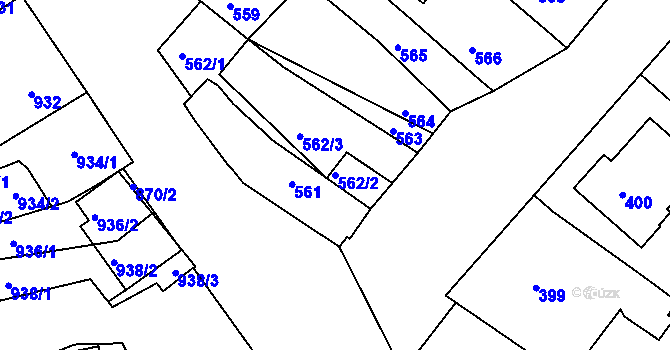 Parcela st. 562/2 v KÚ Sudoměřice, Katastrální mapa