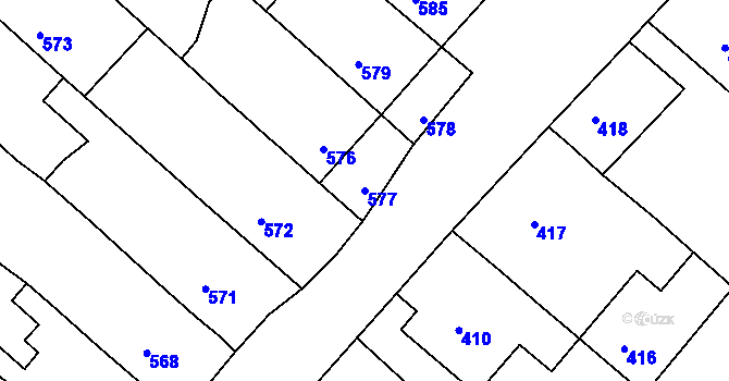 Parcela st. 577 v KÚ Sudoměřice, Katastrální mapa