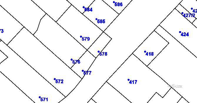 Parcela st. 578 v KÚ Sudoměřice, Katastrální mapa