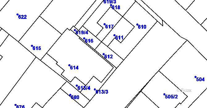 Parcela st. 612 v KÚ Sudoměřice, Katastrální mapa