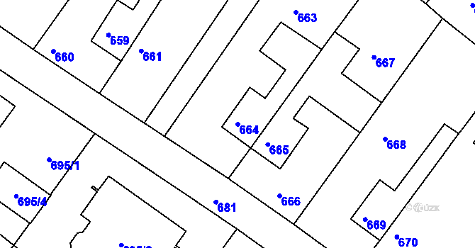 Parcela st. 664 v KÚ Sudoměřice, Katastrální mapa