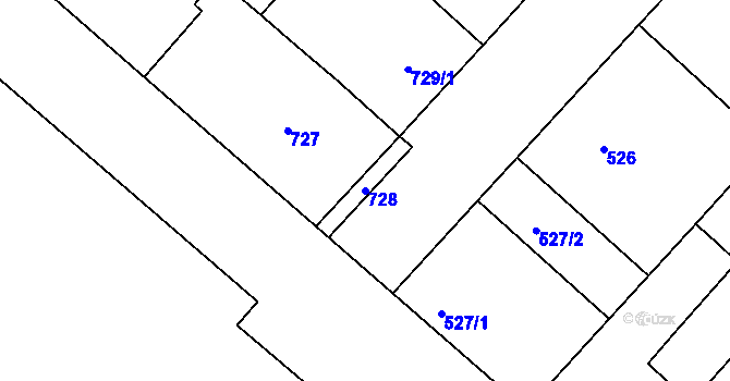Parcela st. 728 v KÚ Sudoměřice, Katastrální mapa
