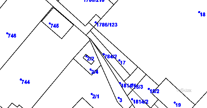 Parcela st. 784/2 v KÚ Sudoměřice, Katastrální mapa