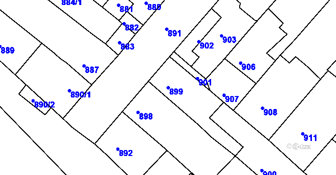 Parcela st. 899 v KÚ Sudoměřice, Katastrální mapa