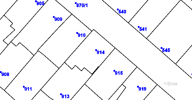 Parcela st. 914 v KÚ Sudoměřice, Katastrální mapa