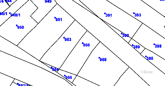 Parcela st. 956 v KÚ Sudoměřice, Katastrální mapa