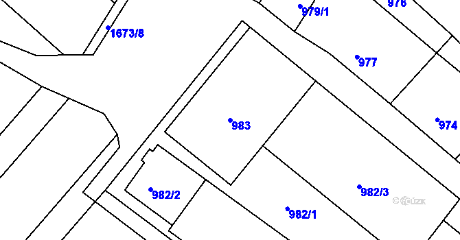 Parcela st. 983 v KÚ Sudoměřice, Katastrální mapa