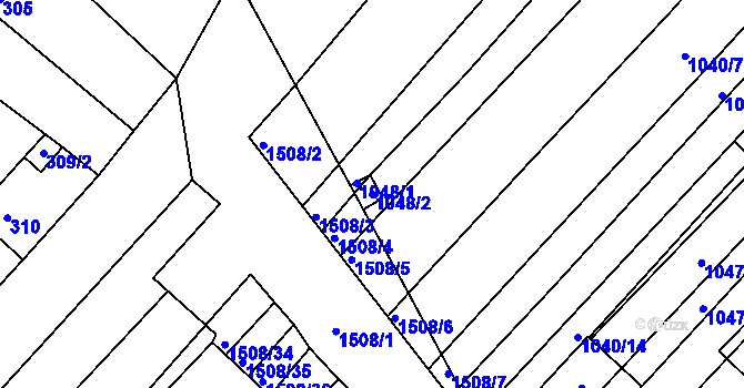 Parcela st. 1048/2 v KÚ Sudoměřice, Katastrální mapa
