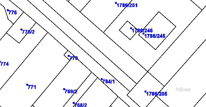 Parcela st. 1786/202 v KÚ Sudoměřice, Katastrální mapa